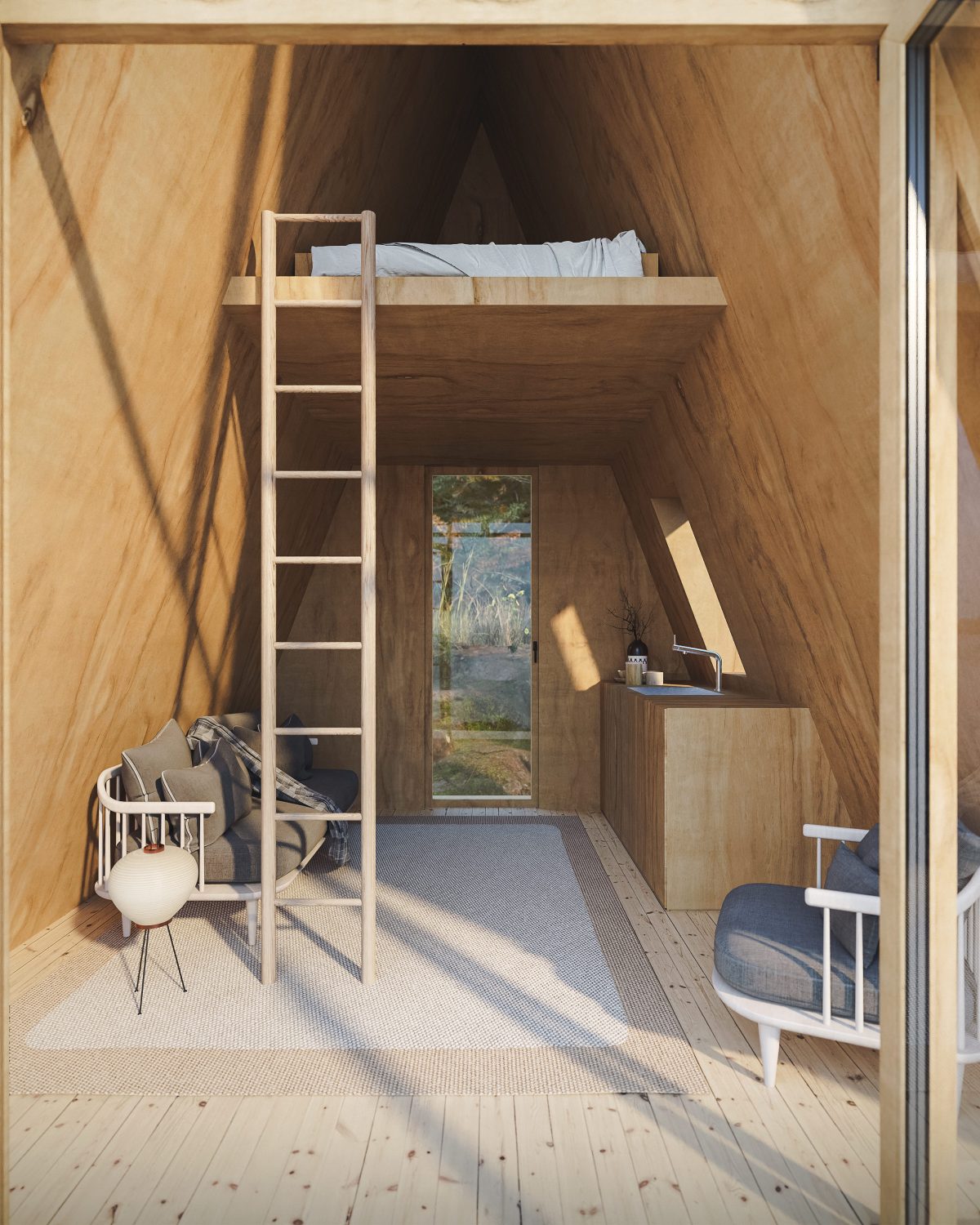 A-Frame Bunk Cabin by Den